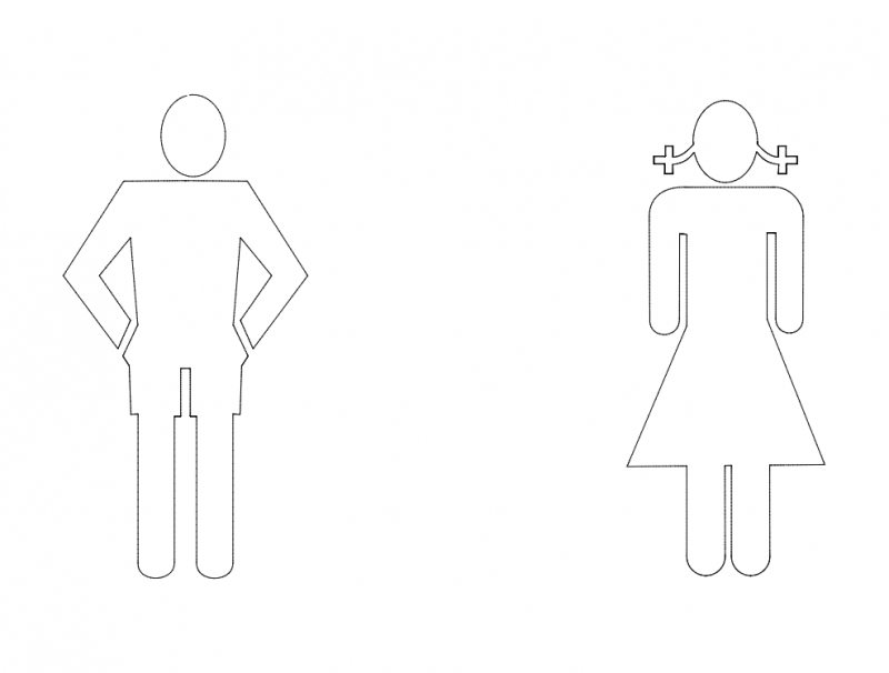 طرح تابلوی حمام شماره ۳ مناسب برای استفاده در دستگاه های cnc چوب و cnc لیزر - bathroom sign 3 dxf file