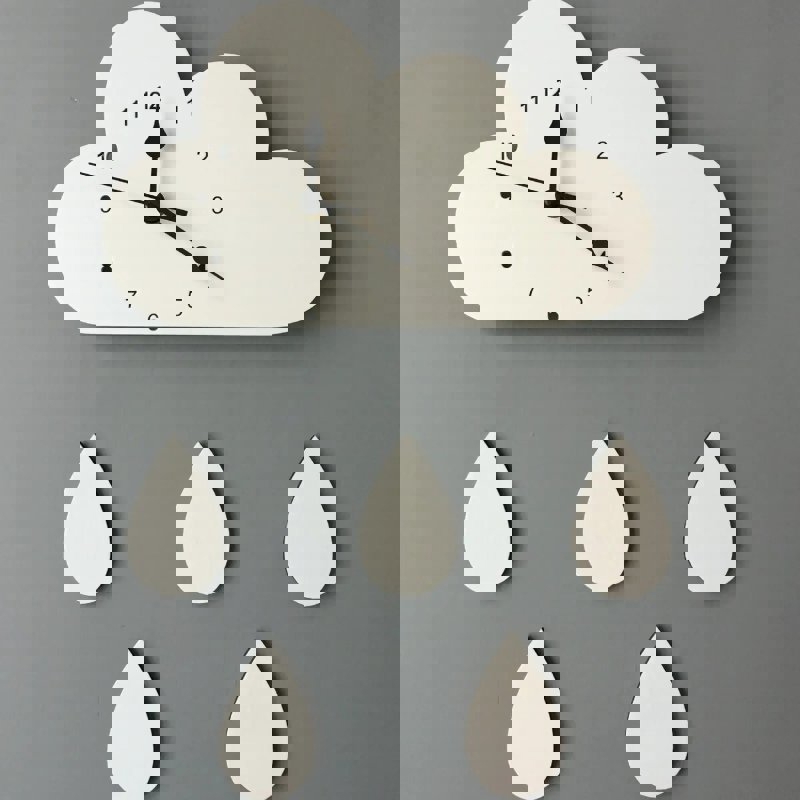 طرح ساعت ابری کارتونی به سبک نوردیک، دکور اتاق کودک مناسب برای استفاده در دستگاه های cnc چوب و cnc لیزر - laser cut nordic style cartoon cloud clock children room decor