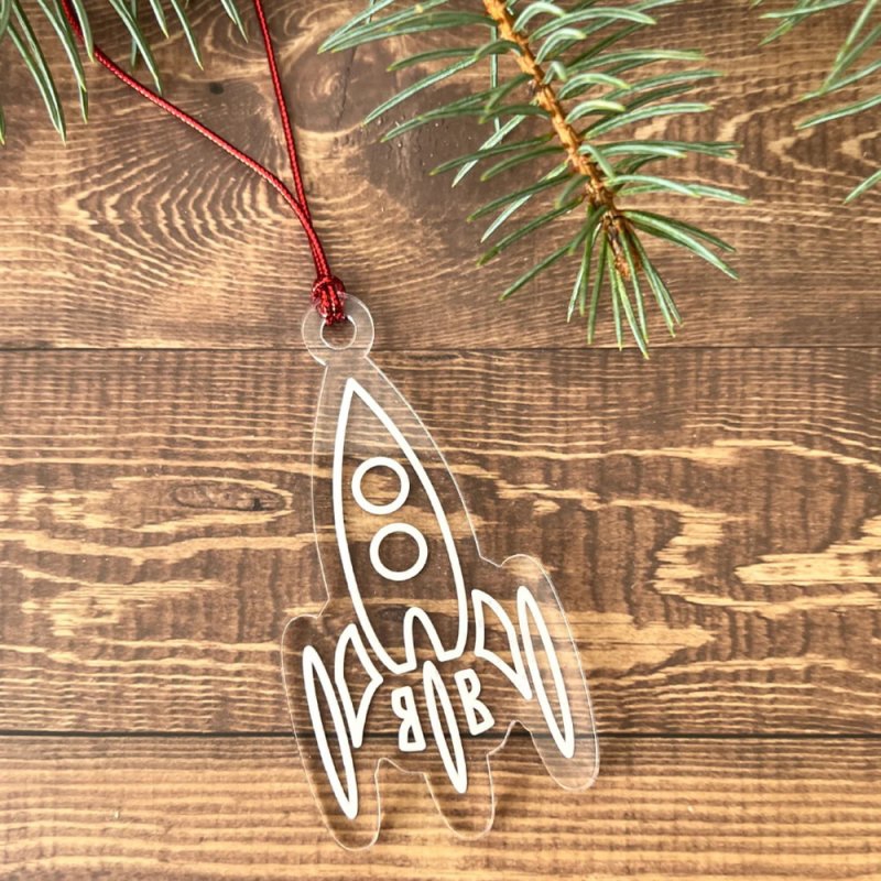 طرح تزئینات موشک قدیمی مناسب برای استفاده در دستگاه های cnc چوب و cnc لیزر - laser cut retro rocket ornament