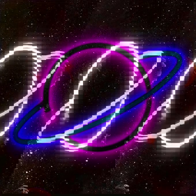طرح تابلو نئون سیاره ، دکور دیواری مناسب برای استفاده در دستگاه های cnc چوب و cnc لیزر - laser cut planet neon sign wall decor