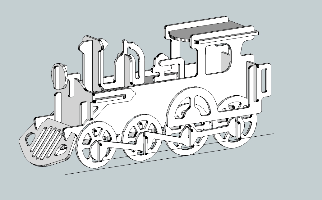 طرح مدل سه بعدی لوکوموتیو مناسب برای استفاده در دستگاه های cnc چوب و cnc لیزر - 3d locomotive model dxf file