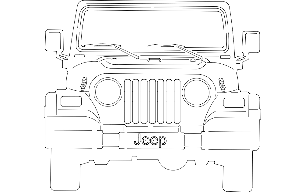 طرح جلوی جیپ مناسب برای استفاده در دستگاه های cnc چوب و cnc لیزر - jeep front dxf file