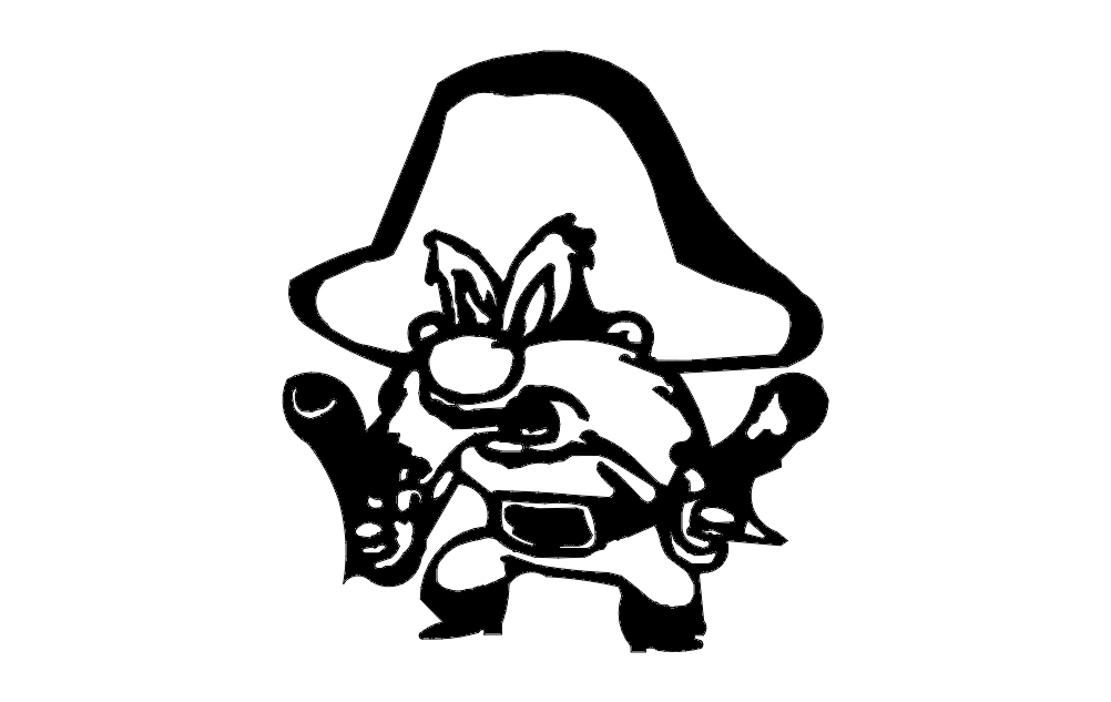 طرح یوسمیتی سام مناسب برای استفاده در دستگاه های cnc چوب و cnc لیزر - yosemite sam dxf file