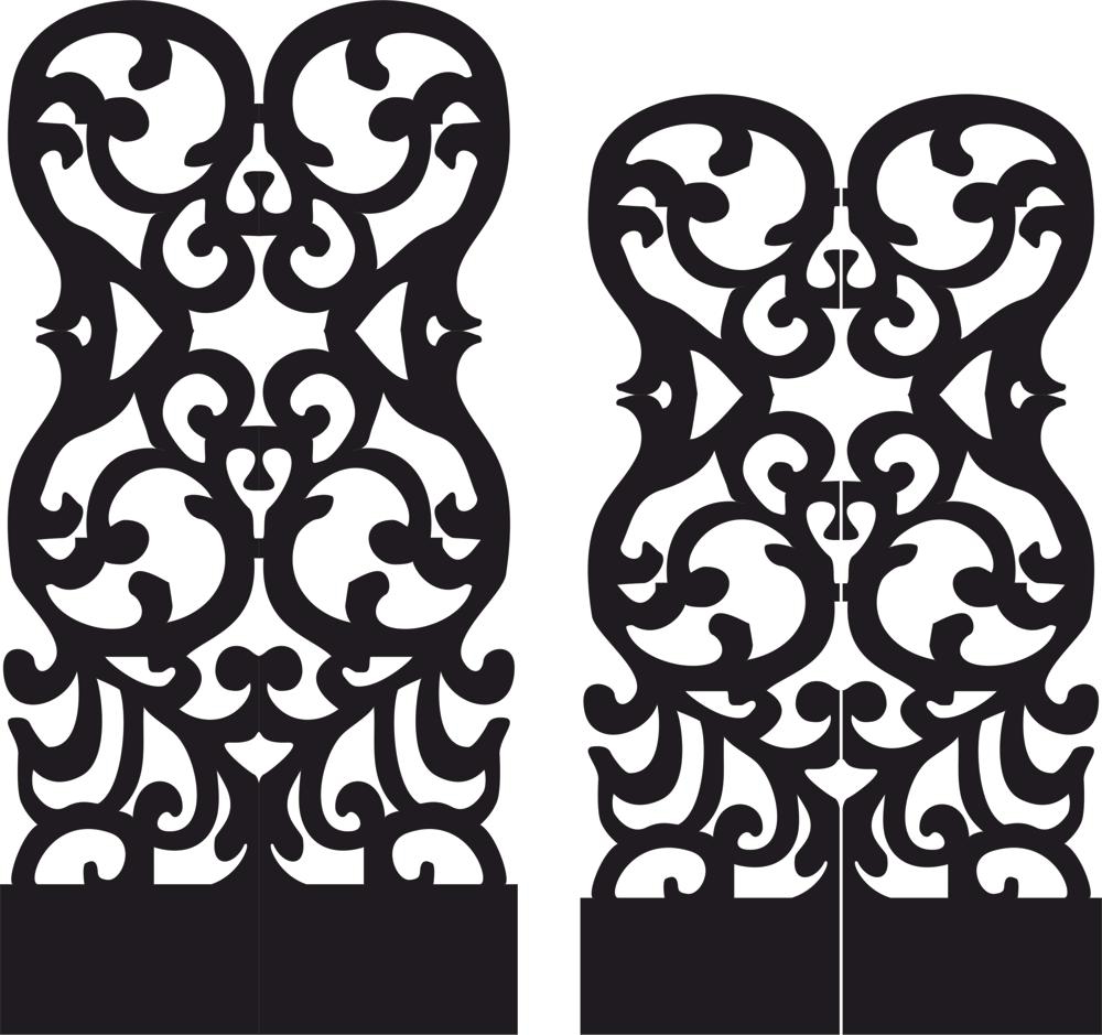طرح وکتور استنسیل صفحه نمایش تاشو مناسب برای استفاده در دستگاه های cnc چوب و cnc لیزر - stencil folding screen vector cdr file
