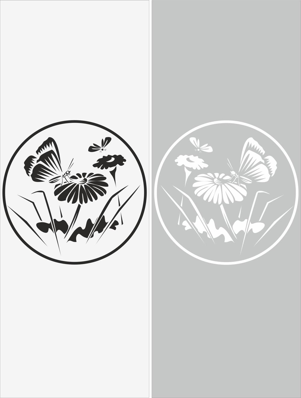طرح فایل وکتور برچسب گل شیشه ای مناسب برای استفاده در دستگاه های cnc چوب و cnc لیزر - glass floral sticker decal vector cdr file