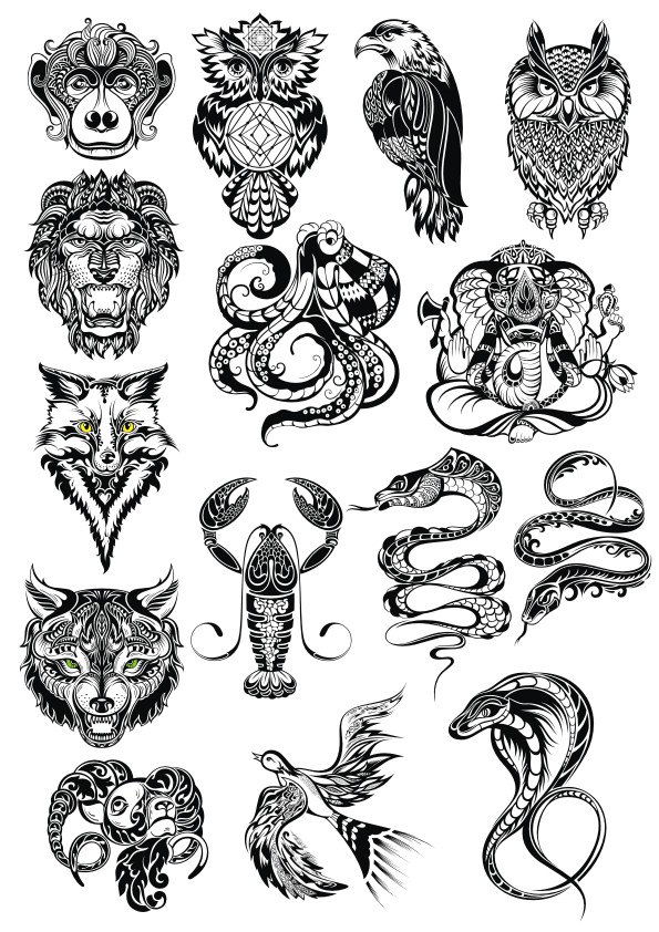 طرح مجموعه وکتور هنری حیوانات، مناسب برای استفاده در دستگاه های cnc چوب و cnc لیزر - animals vector art set cdr file