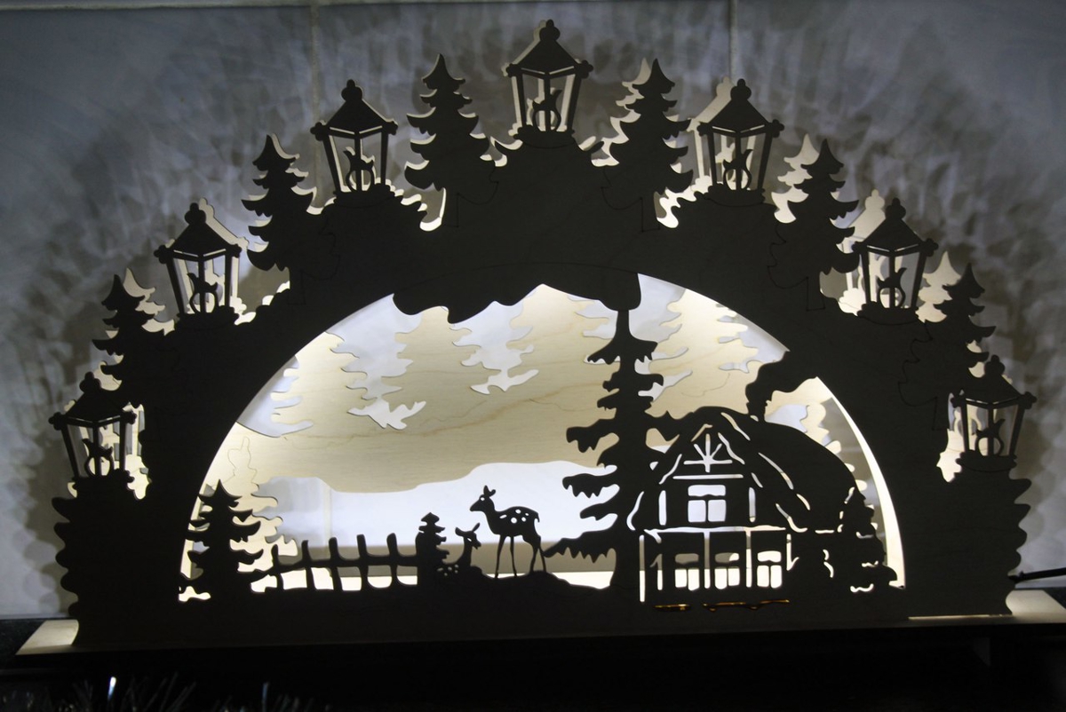 طرح چراغ شب منظره مناسب برای استفاده در دستگاه های cnc چوب و cnc لیزر - night light scenery laser cutting cdr file