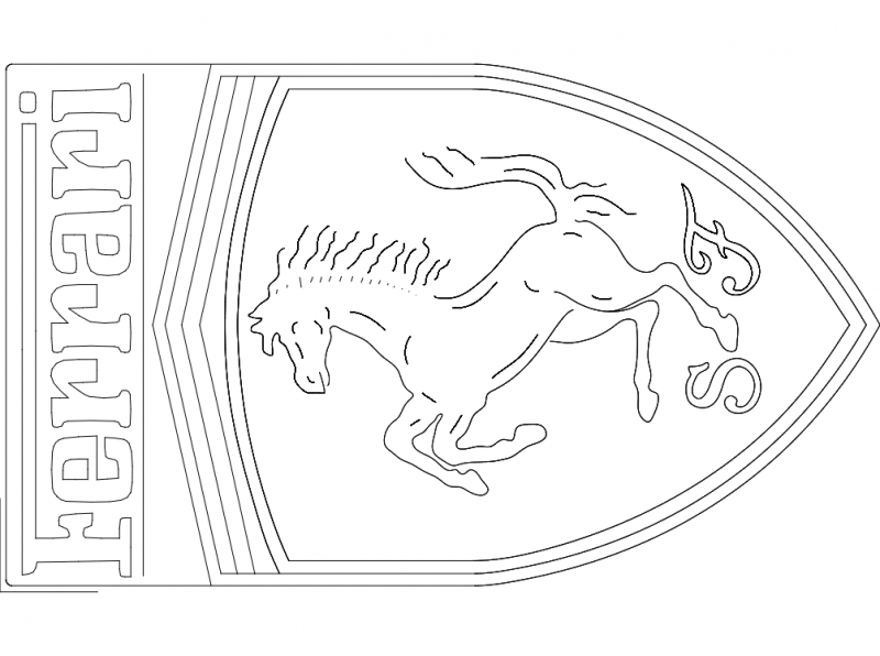 طرح لوگوی فراری مناسب برای استفاده در دستگاه های cnc چوب و cnc لیزر - ferrari logo dxf file