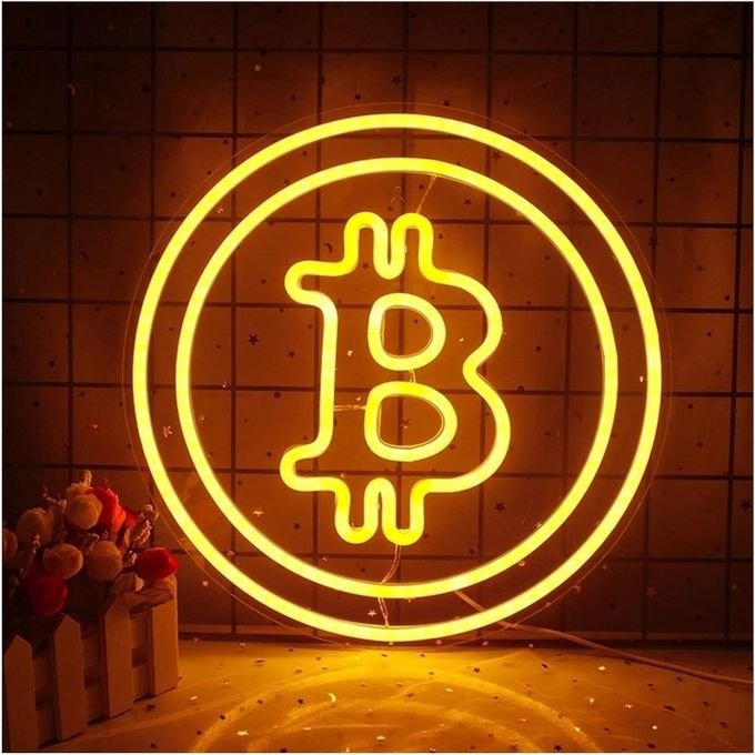 طرح تابلو نئون به شکل بیت کوین با مناسب برای استفاده در دستگاه های cnc چوب و cnc لیزر - laser cut bitcoin shaped neon sign