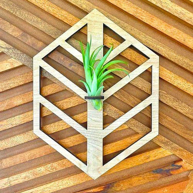 طرح صفحه نمایش آویز دستگاه هواساز مناسب برای استفاده در دستگاه های cnc چوب و cnc لیزر - laser cut air plant hanging display