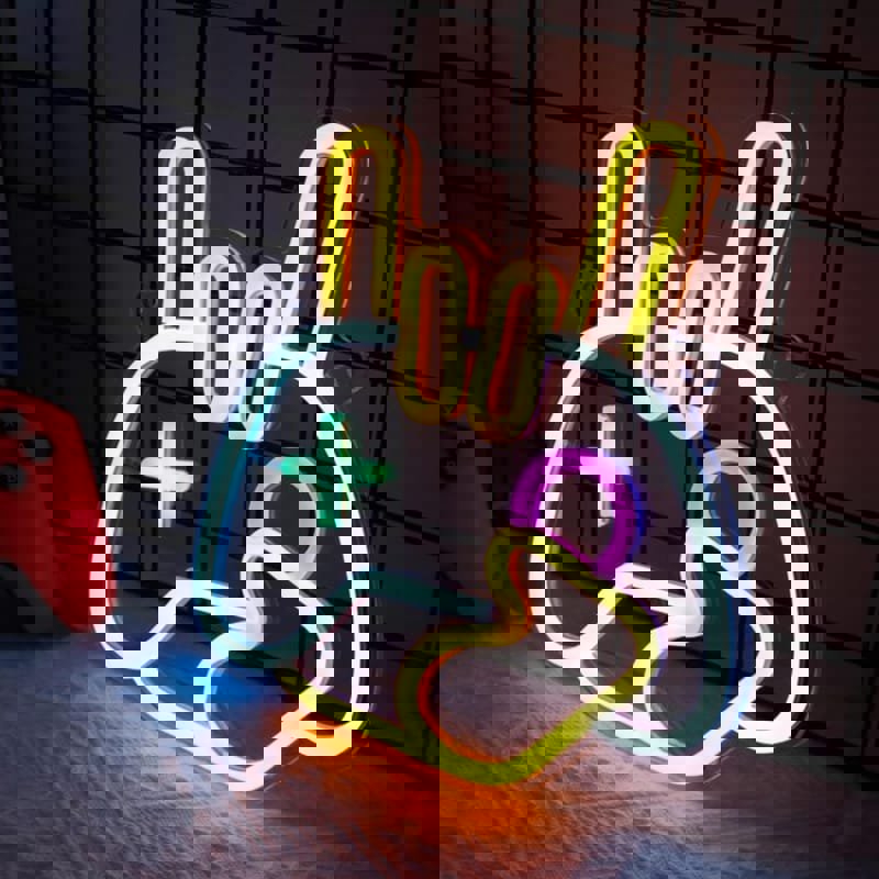 طرح تابلو نئون گیم پد برای تابلو نئون منطقه بازی دکوراسیون دیواری مناسب برای استفاده در دستگاه های cnc چوب و cnc لیزر - laser cut gamepad neon sign for wall decor gaming zone neon sign