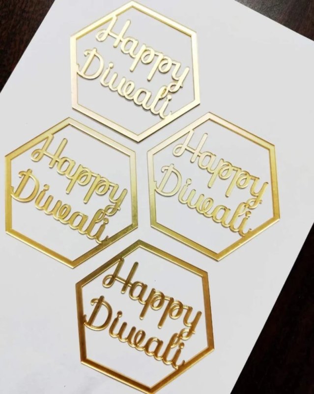 طرح برچسب هدیه دیوالی مبارک اکریلیک مناسب برای استفاده در دستگاه های cnc چوب و cnc لیزر - laser cut acrylic happy diwali gift tag