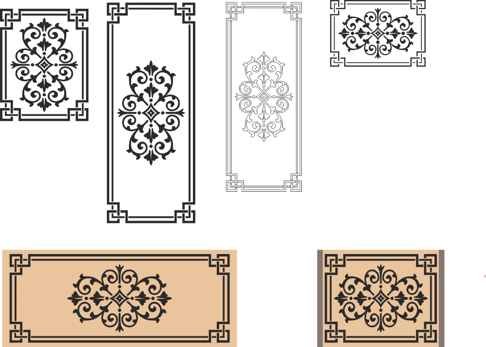 طرح وکتور تزئینات مناسب برای استفاده در دستگاه های cnc چوب و cnc لیزر - vector ornaments cdr file