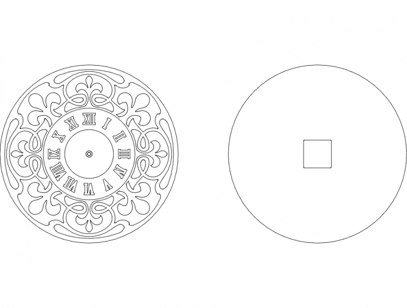 طرح صفحه ساعت شماره ۳ مناسب برای استفاده در دستگاه های cnc چوب و cnc لیزر - clock face 3 dxf file