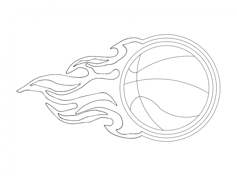 طرح بسکتبال شعله ای مناسب برای استفاده در دستگاه های cnc چوب و cnc لیزر - flame basketball dxf file