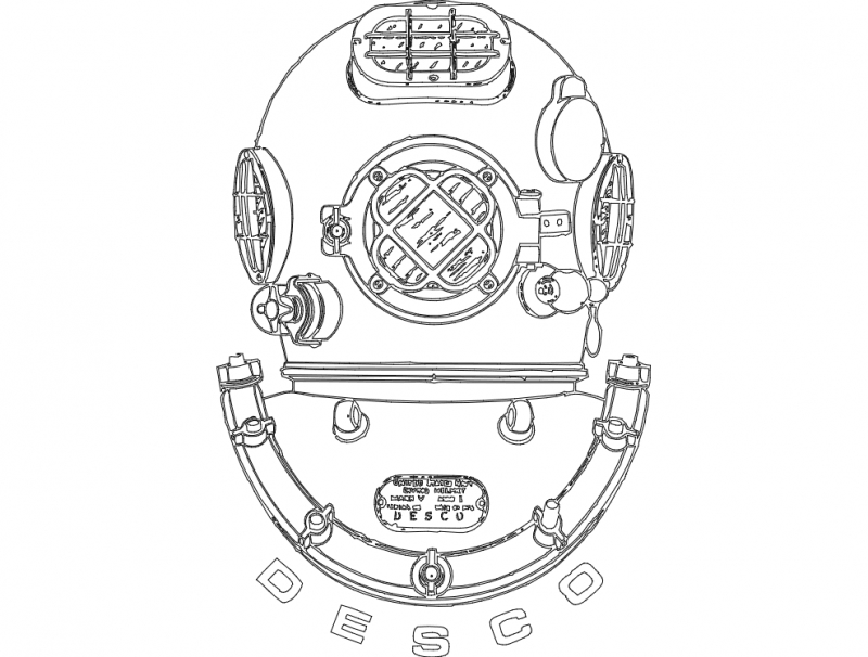 طرح کلاه غواصی مناسب برای استفاده در دستگاه های cnc چوب و cnc لیزر - dive helmet dxf file