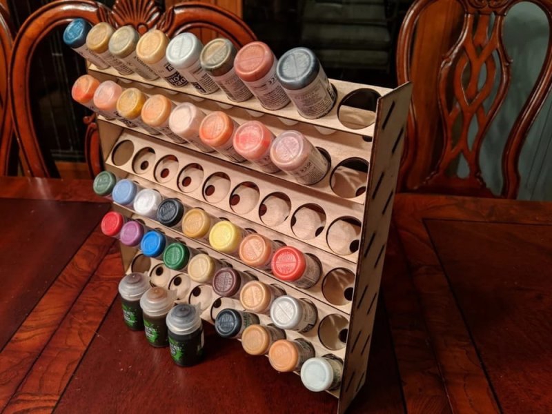 طرح جا رنگی مناسب برای استفاده در دستگاه های cnc چوب و cnc لیزر - laser cut paint holder rack dxf file