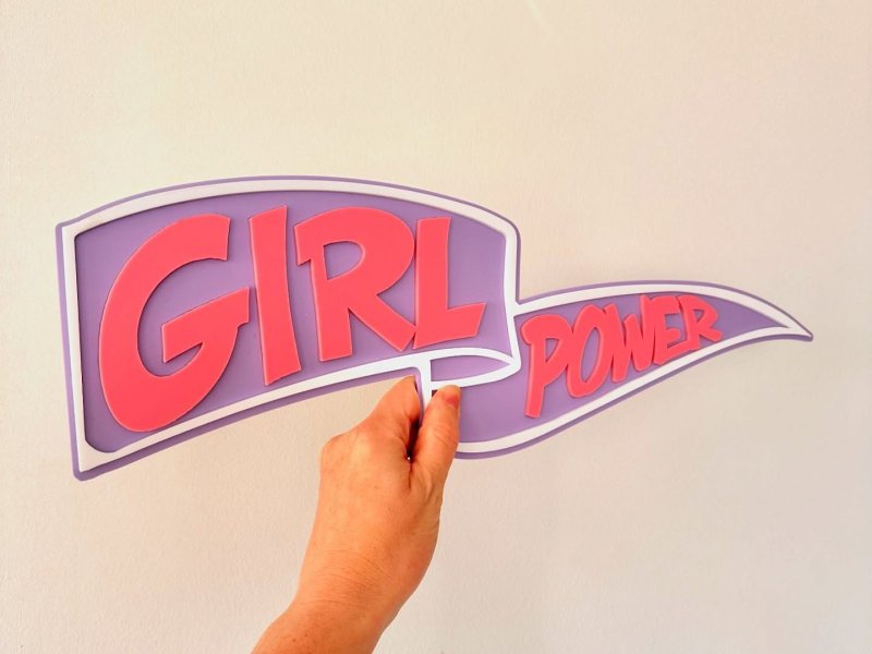 طرح علامت قدرت دختر مناسب برای استفاده در دستگاه های cnc چوب و cnc لیزر - laser cut girl power sign
