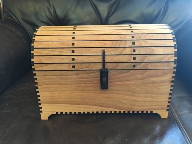 طرح صندوقچه گنج با چفت مناسب برای استفاده در دستگاه های cnc چوب و cnc لیزر - laser cut treasure chest with hasp