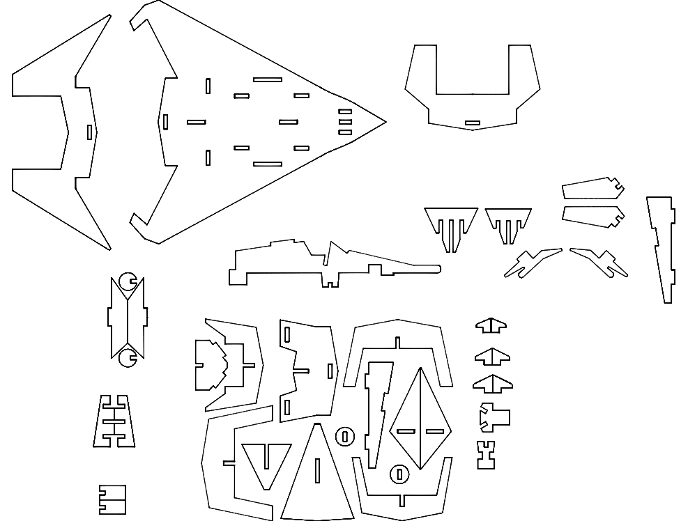 طرح مخفی f22 مناسب برای استفاده در دستگاه های cnc چوب و cnc لیزر - f22 stealth dxf file