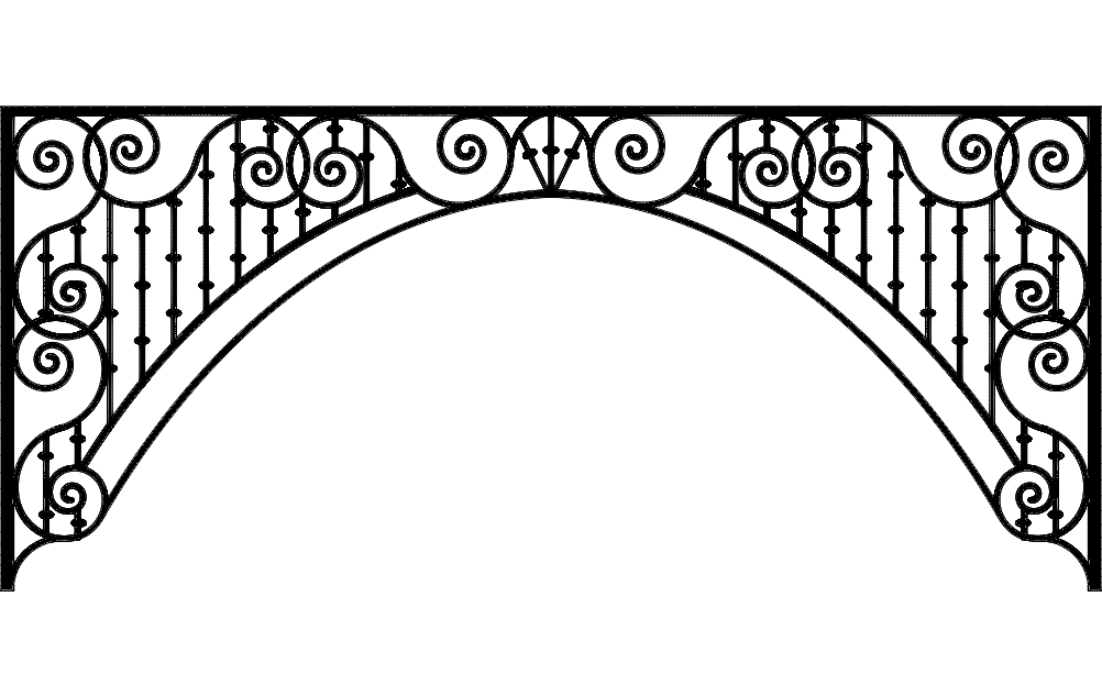 طرح طاق آهنی مناسب برای استفاده در دستگاه های cnc چوب و cnc لیزر - ironwork arch dxf file