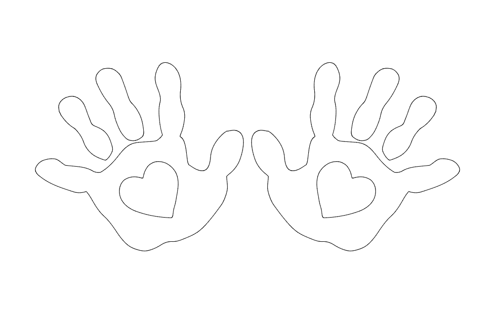 طرح دست و قلب مناسب برای استفاده در دستگاه های cnc چوب و cnc لیزر - hands heart dxf file