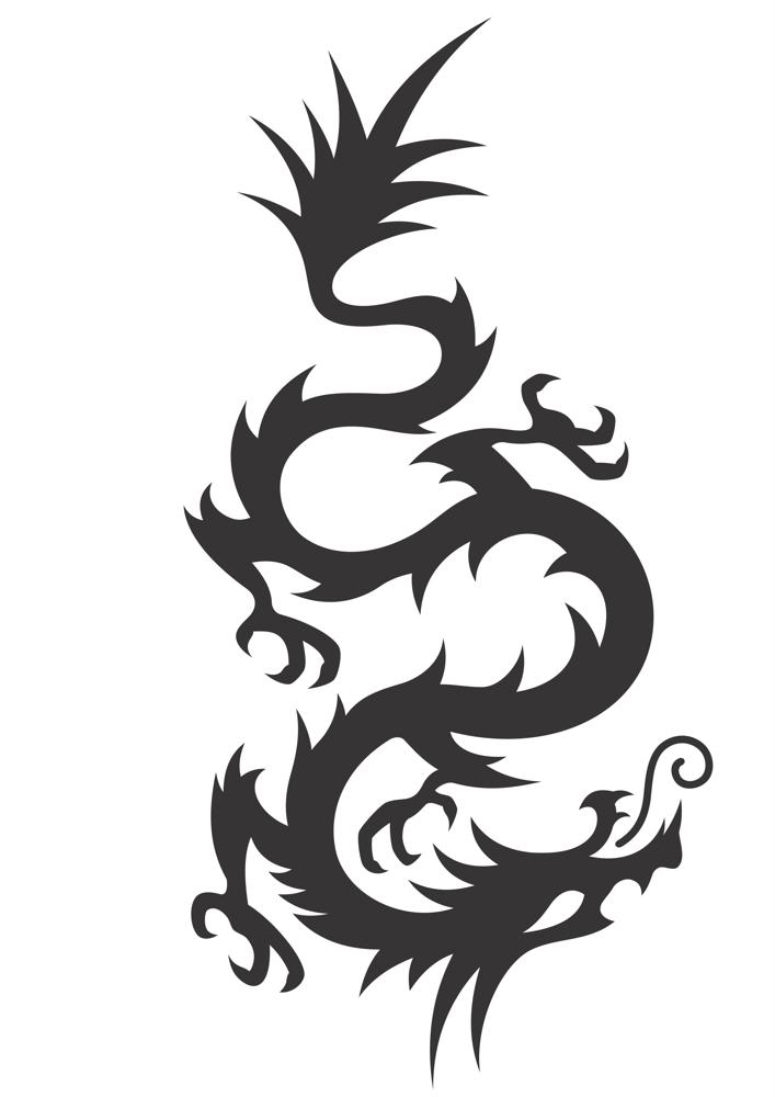 طرح فایل وکتوری سیلوئت اژدهای چینی مناسب برای استفاده در دستگاه های cnc چوب و cnc لیزر - chinese dragon silhouette vector cdr file