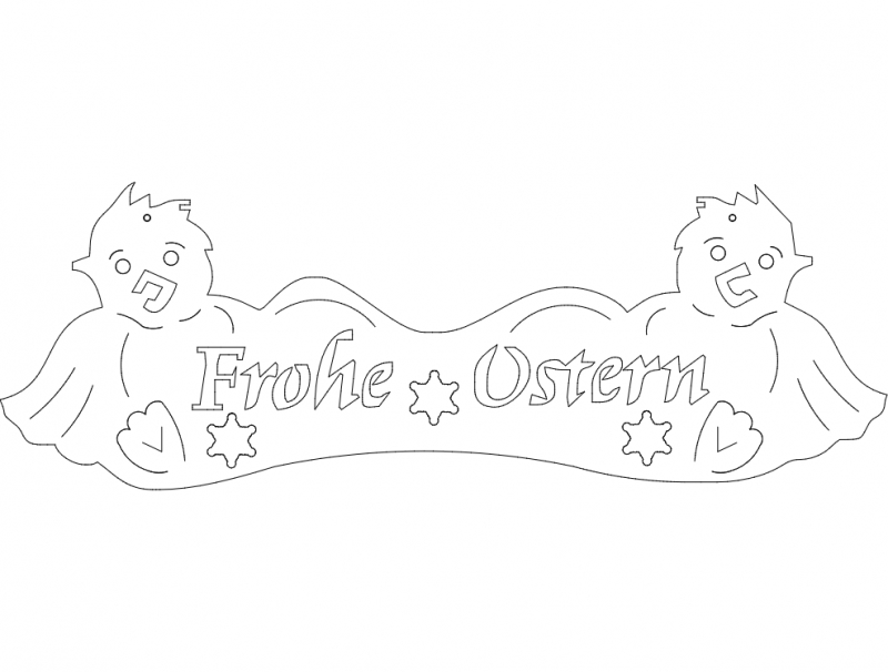 طرح tuerschild kueken frohe ostern مناسب برای استفاده در دستگاه های cnc چوب و cnc لیزر - tuerschild kueken frohe ostern dxf file