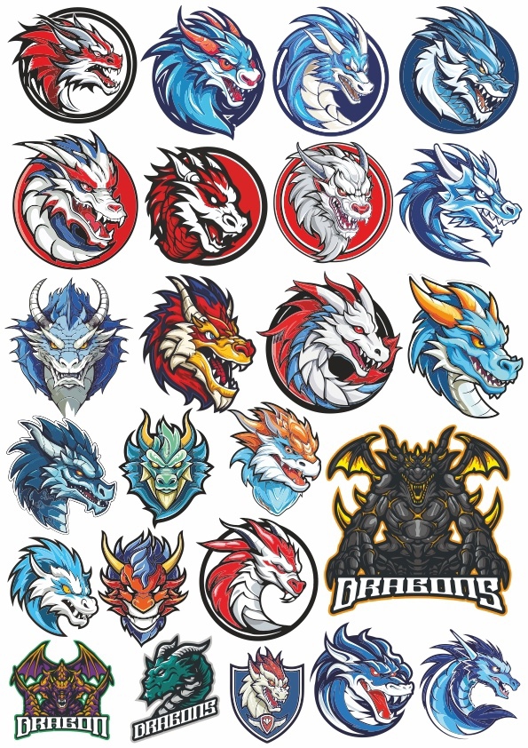 طرح استیکر اژدها مناسب برای استفاده در دستگاه های cnc چوب و cnc لیزر - dragon stickers cdr file