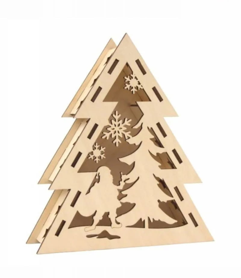 طرح جعبه درخت کریسمس بابانوئل مناسب برای استفاده در دستگاه های cnc چوب و cnc لیزر - laser cut santa claus christmas tree box cdr file