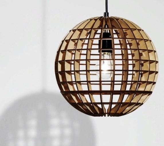 طرح چراغ آویز چوبی گوی مناسب برای استفاده در دستگاه های cnc چوب و cnc لیزر - laser cut ball wooden pendant light lamp cdr file