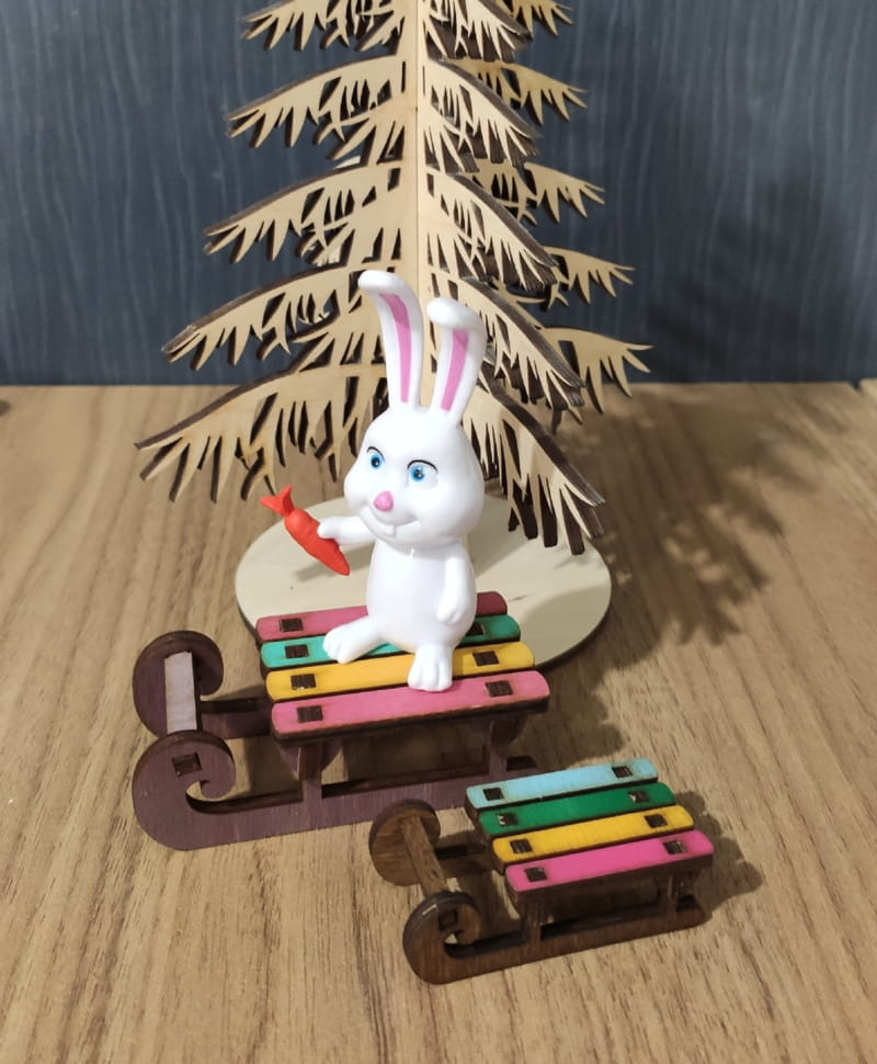 طرح سورتمه کریسمس مناسب برای استفاده در دستگاه های cnc چوب و cnc لیزر - laser cut christmas sleigh decor cdr file