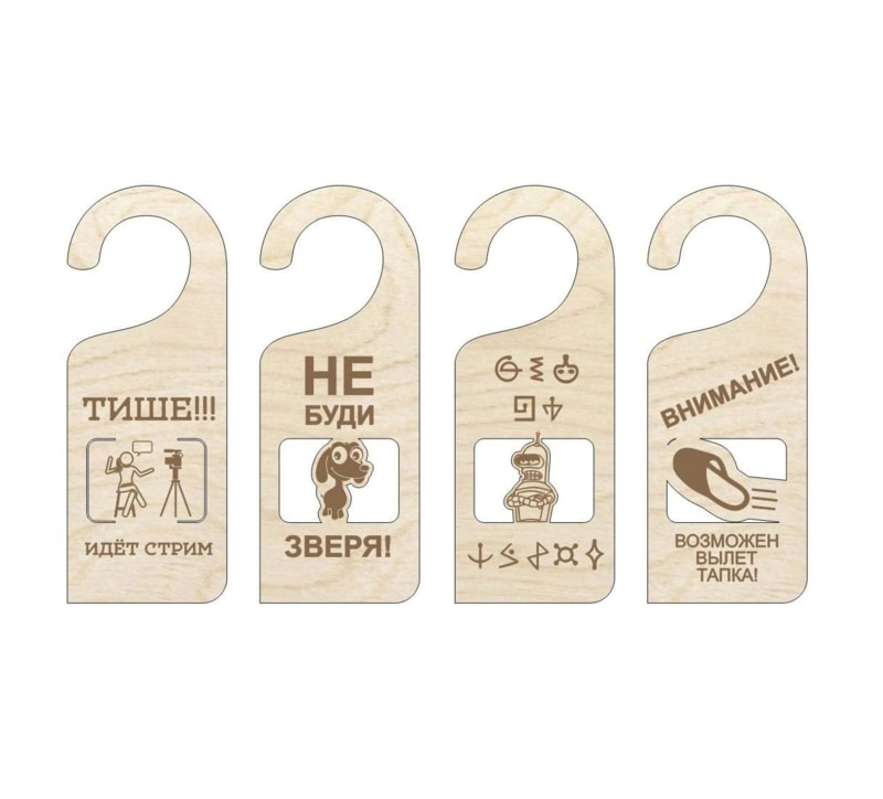 طرح تابلو آویز درب سفارشی مناسب برای استفاده در دستگاه های cnc چوب و cnc لیزر - laser cut custom door hanger signs cdr file