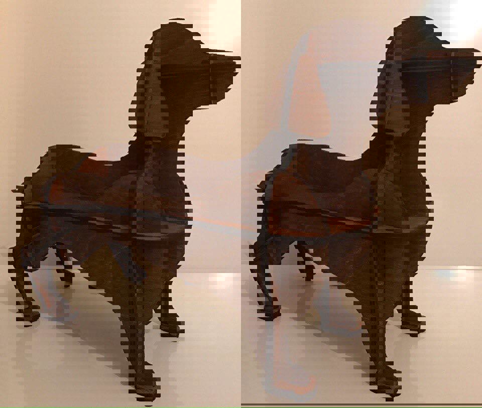 طرح قفسه سگ داشهوند مناسب برای استفاده در دستگاه های cnc چوب و cnc لیزر - laser cut dachshund kids shelf dxf file