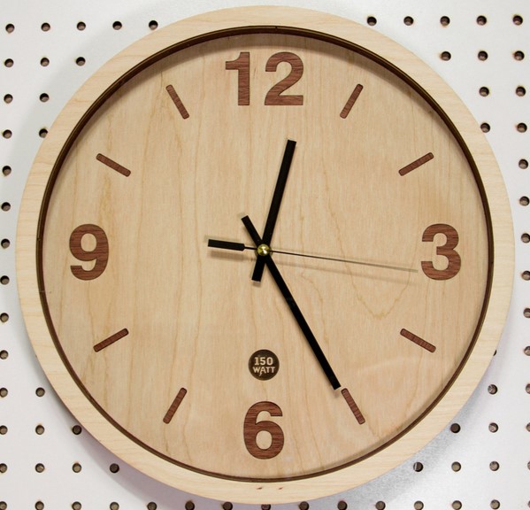 طرح ساعت دیواری چوبی ساده مناسب برای استفاده در دستگاه های cnc چوب و cnc لیزر - laser cut wooden simple wall clock dxf file