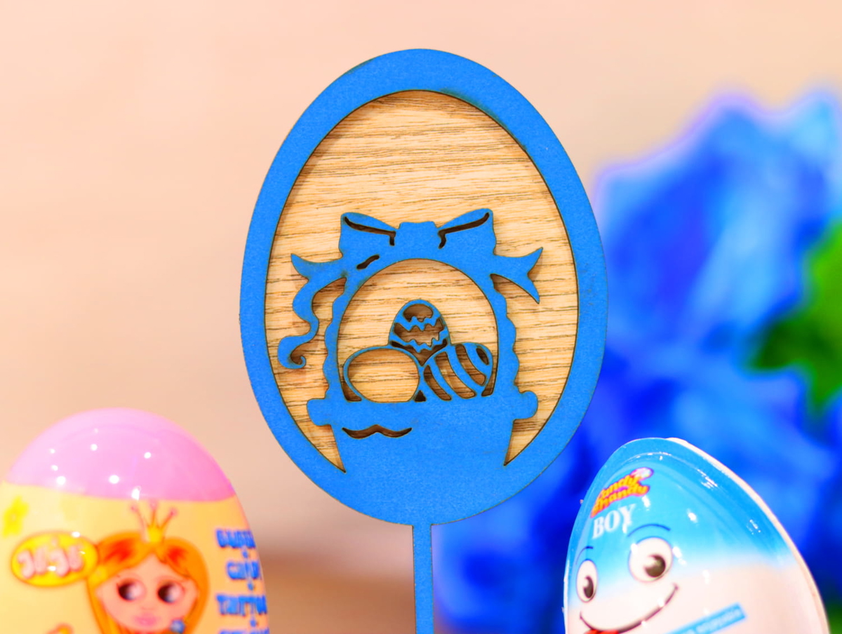 طرح تزیین کیک عید پاک با مناسب برای استفاده در دستگاه های cnc چوب و cnc لیزر - laser cut easter cake topper decor cdr file