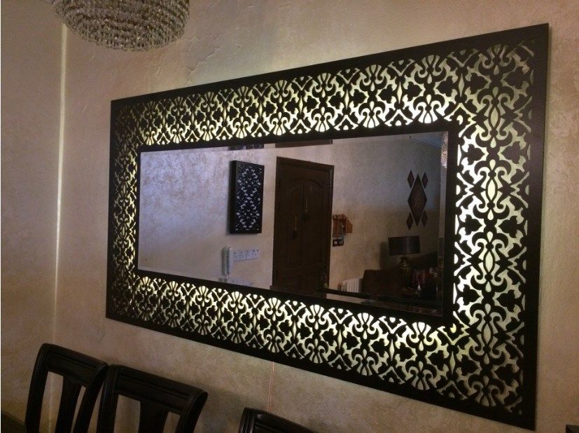 طرح قاب آینه دکوراتیو مناسب برای استفاده در دستگاه های cnc چوب و cnc لیزر - decorative mirror frame laser cut template cdr file