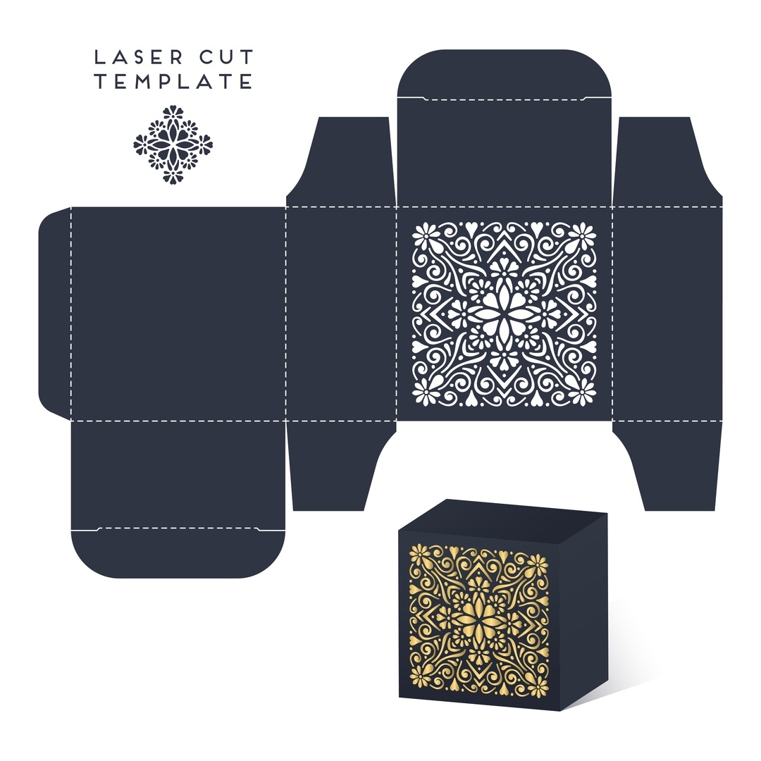 طرح برش جعبه کادو عروسی برای لیزر برش مناسب برای استفاده در دستگاه های cnc چوب و cnc لیزر - laser cut wedding favor box template cdr file