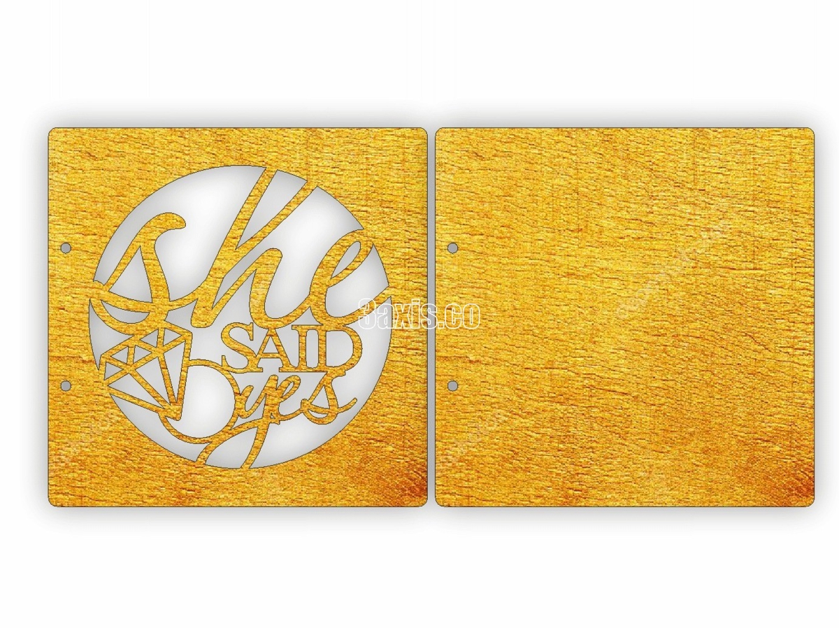 طرح کارت ویزیت طرح «او گفت بله» مناسب برای استفاده در دستگاه های cnc چوب و cnc لیزر - laser cut card she said yes cdr file