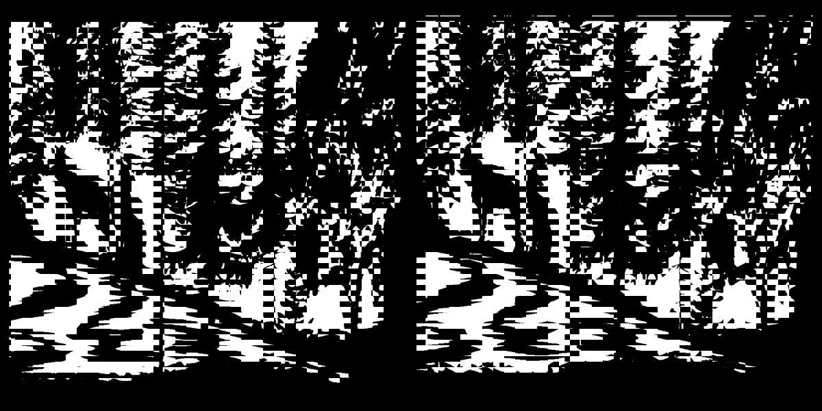 طرح هنری فلزی پلاسما با موضوع رودخانه دو گرگ در ابعاد 30 در 60 مناسب برای استفاده در دستگاه های cnc چوب و cnc لیزر - 30 x 60 two wolves river b plasma metal art dxf file