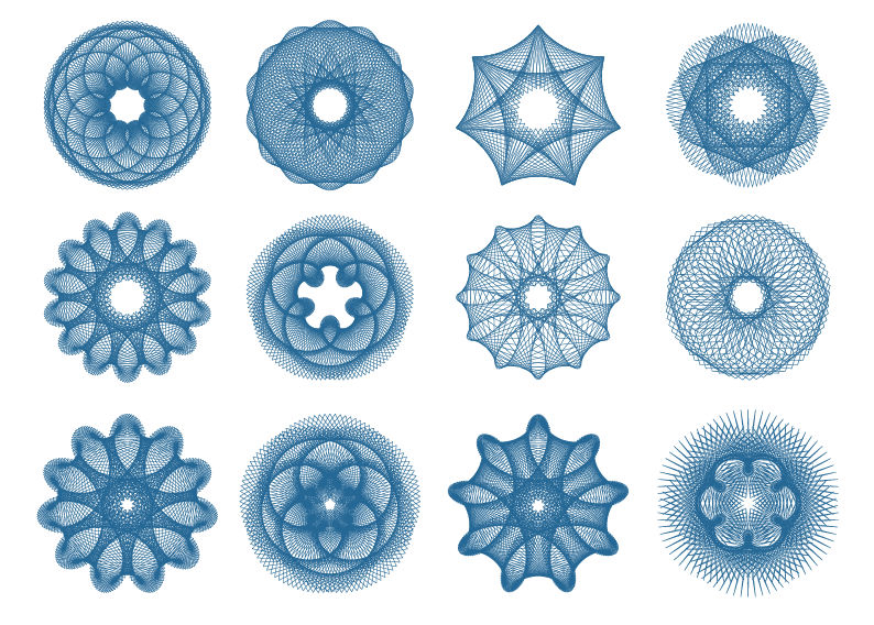 طرح واریاسیون‌های نقش گیوش مناسب برای استفاده در دستگاه های cnc چوب و cnc لیزر - guilloche patterns variations eps file