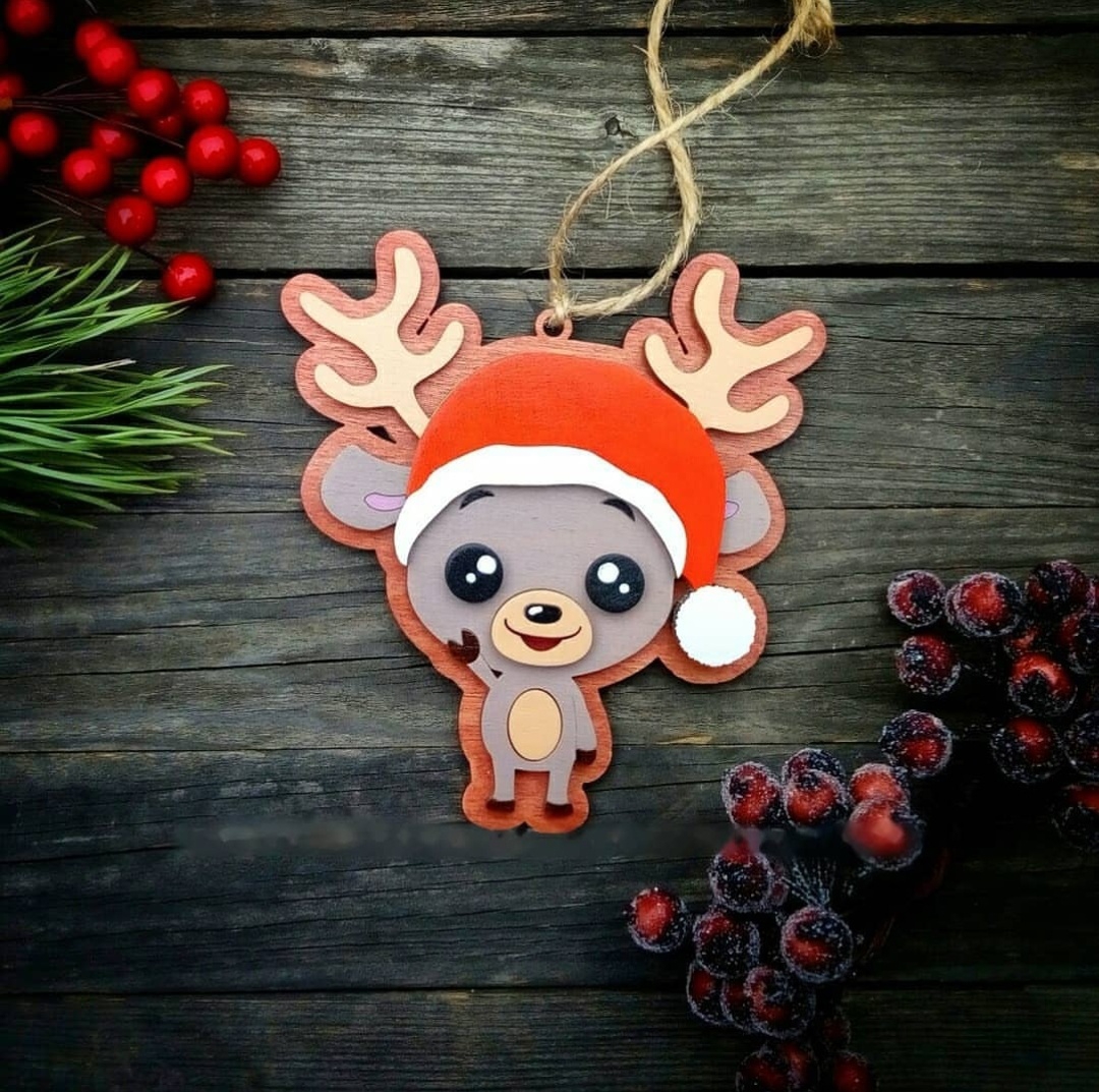 طرح آویز چوبی تزئینات کریسمس مناسب برای استفاده در دستگاه های cnc چوب و cnc لیزر - laser cut wood hanging christmas ornament cdr file