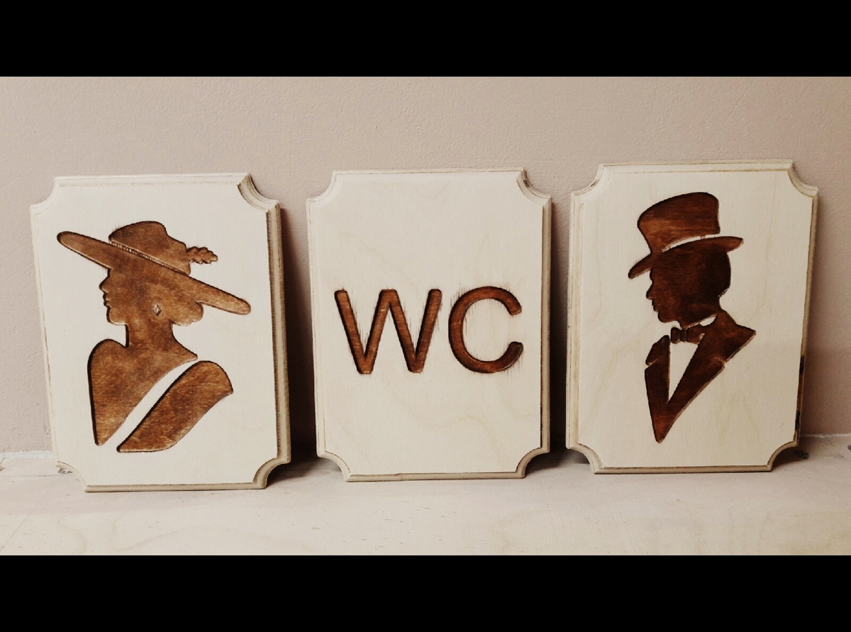 طرح حکاکی لیزری تابلوهای سرویس بهداشتی خانم ها و آقایان مناسب برای استفاده در دستگاه های cnc چوب و cnc لیزر - laser cut engrave lady and gentlemen restroom signs cdr file