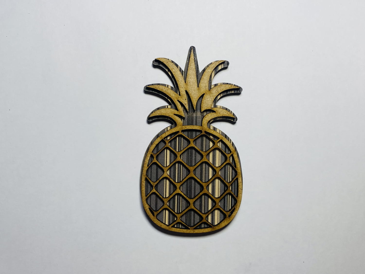 طرح چوب آناناس چند لایه مناسب برای استفاده در دستگاه های cnc چوب و cnc لیزر - laser cut pineapple wood multi layered decor cdr file