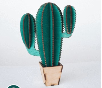 طرح کاکتوس چوبی مناسب برای استفاده در دستگاه های cnc چوب و cnc لیزر - wooden cactus laser cut cdr file