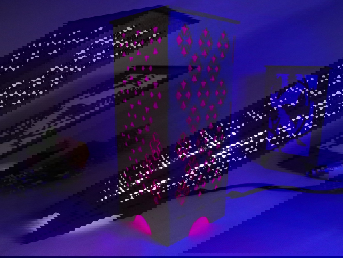 طرح چراغ خواب چوبی تزئینی با ضخامت 3 میلی‌متر مناسب برای استفاده در دستگاه های cnc چوب و cnc لیزر - laser cut decorative wooden night lamp 3mm cdr file