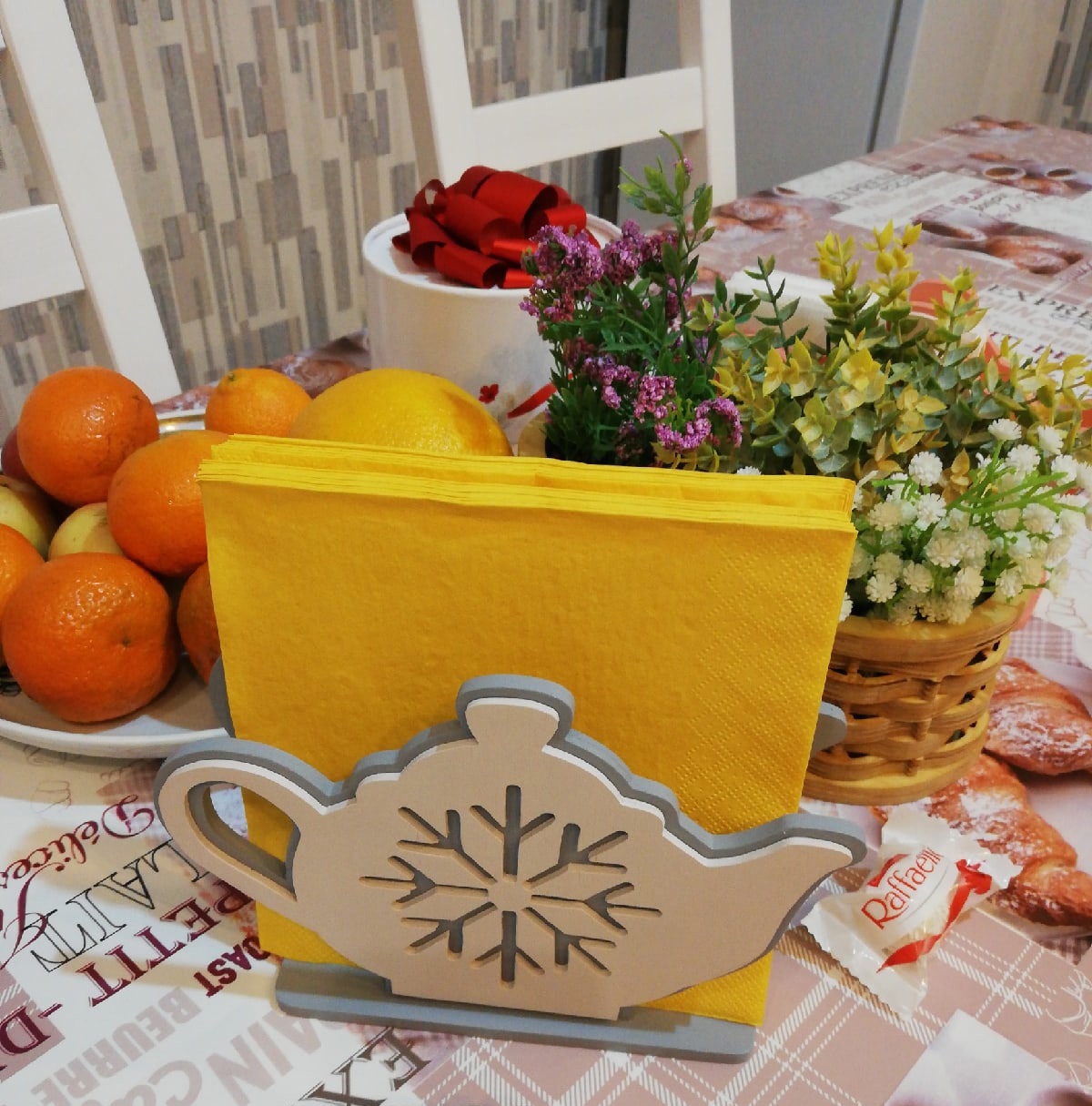 طرح دستمال کتری چای مناسب برای استفاده در دستگاه های cnc چوب و cnc لیزر - laser cut tea kettle napkin cdr file