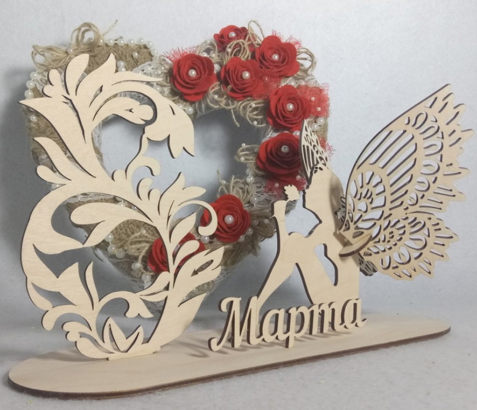 طرح روز زن هشتم مارس مناسب برای استفاده در دستگاه های cnc چوب و cnc لیزر - laser cut 8 march womens day decor cdr file