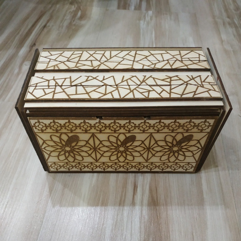 طرح جعبه مخفی مناسب برای استفاده در دستگاه های cnc چوب و cnc لیزر - laser cut secret box cdr file