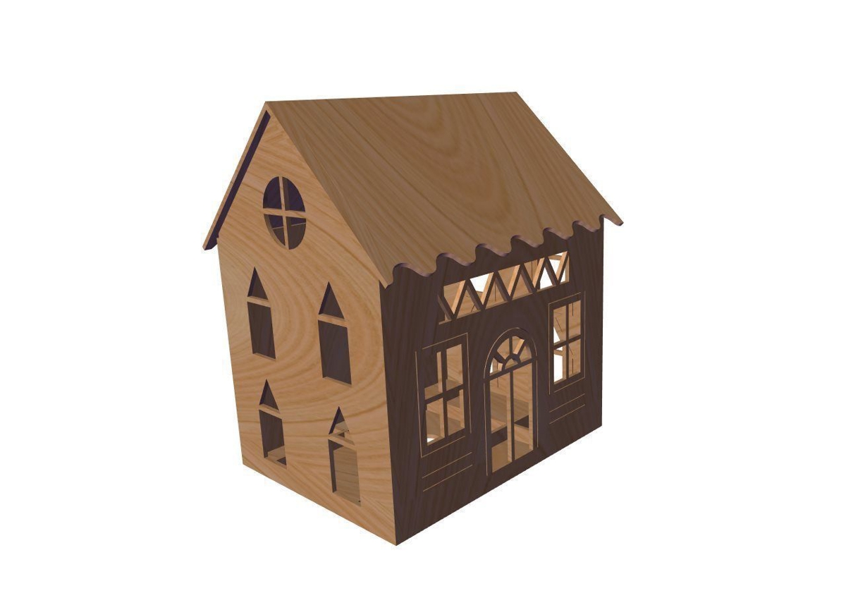 طرح مدل سه بعدی خانه مناسب برای استفاده در دستگاه های cnc چوب و cnc لیزر - laser cut house 3d model dxf file